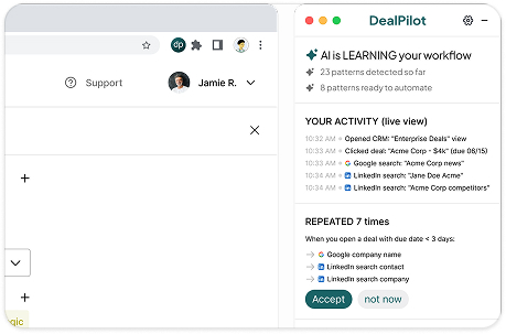 DealsPilot Salesforce integration showing activity tracking